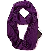 elzama Infinity Loop Solid Color Scarf With Hidden Zipper Pocket For Women - Lightweight Travel Neck Wrap