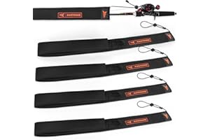 KastKing MeshGuard Rod Socks, Fishing Rod Sleeve, Neoprene Fishing Pole Sleeve, Fishing Rod Covers, Built-in Hanging Loop & Adjustable Lanyard, Fits Casting, Spinning, & Fly Rods