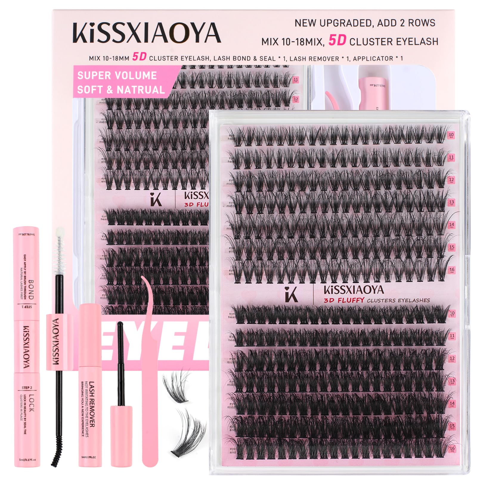 Individual Eyelashes Kit, 280 Pcs 40D+60D 10-16mm 0.07D Curl Mixed DIY Individual Cluster Lashes with Lash Bond & Seal and Applicator,Cluster Eyelash Starter Kit(10-16mm Mix 40D+60D Eyelashes kit) — image 1