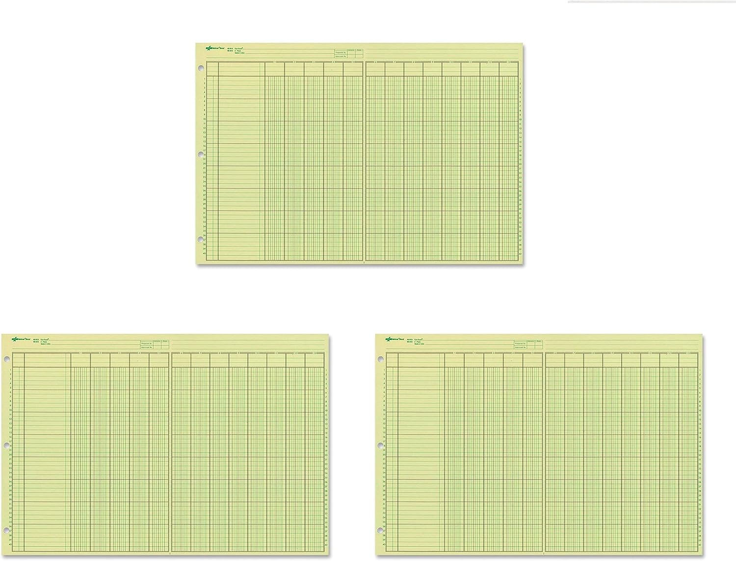 National Analysis Pad, 13 Columns, Green Paper, 11 x 16.375", 50 Sheets, Sold as 3 Pack (45613)