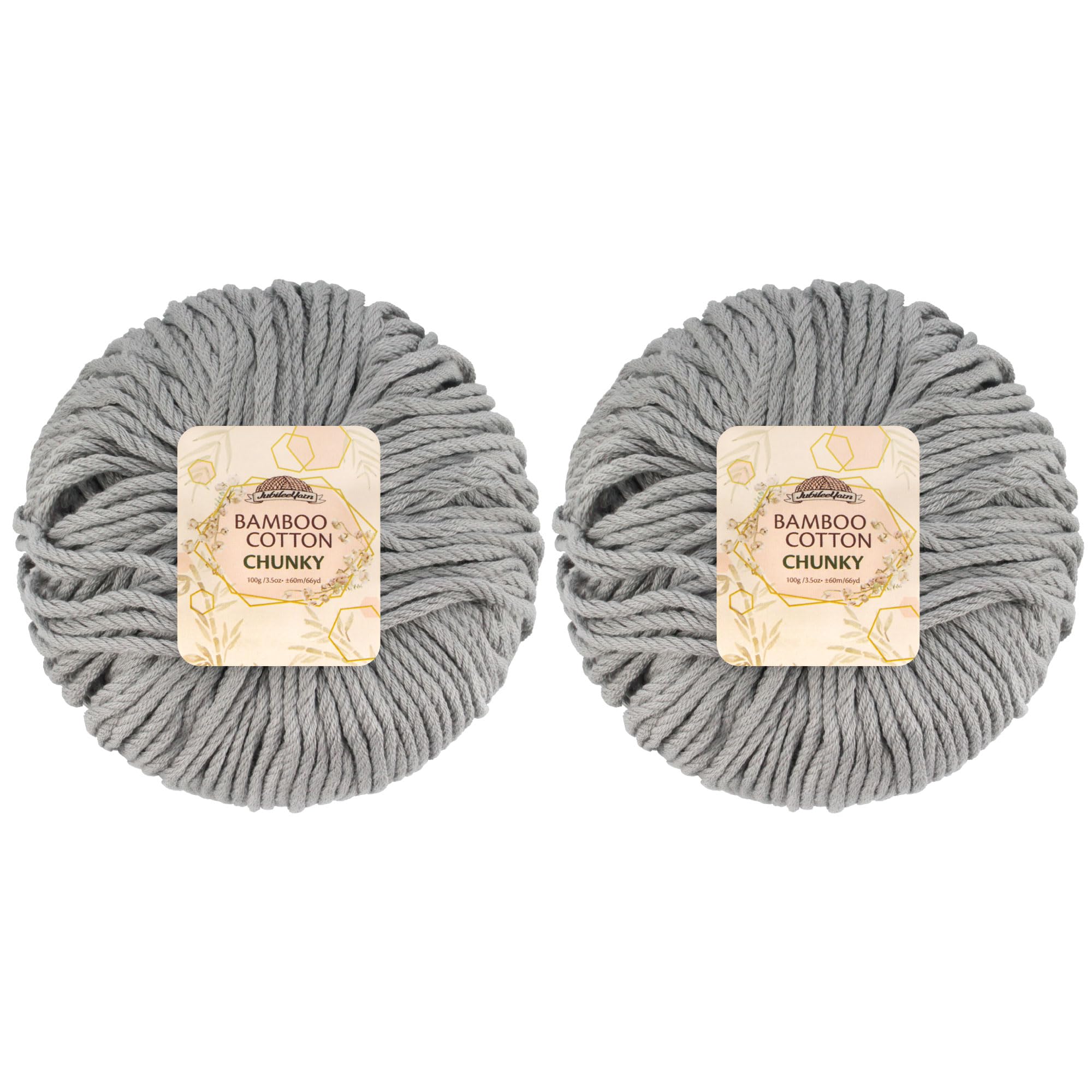 JubileeYarn Bamboo Cotton Chunky Yarn - 100g/Ball - Smoky Sky - 2 Balls