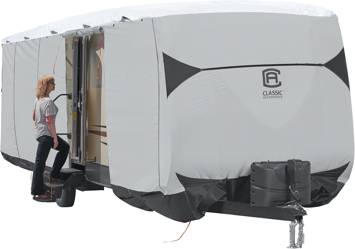 Classic Accessories Over Drive SkyShield Deluxe Travel Trailer Cover, Fits 38' - 40' Trailers - Water Repellent RV Cover (80-391-102201-EX): Automotive