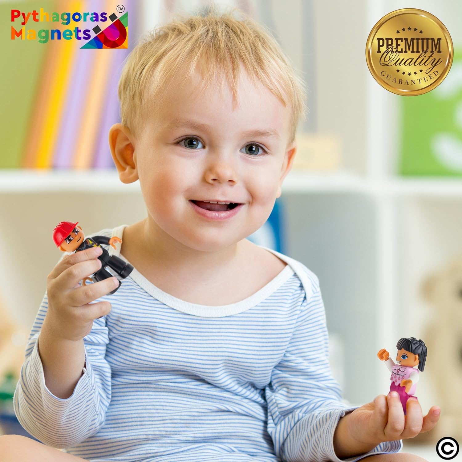 Magnetic Figures Set of 4 Toddlers Community Action Toy People, Magnetic Tiles Expansion Pack for Boys and Girls Nurse, Builder, Fireman, Police Educational STEM Toys Add on Sets for Magnetic Block: Toys & Games