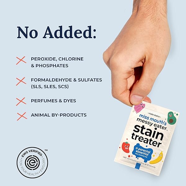 MISS MOUTH’S MESSY EATER STAIN TREATER WIPES – 25 PACK STAIN REMOVER – NEWBORN & BABY ESSENTIALS – NO DRY CLEANING FOOD, GREASE, COFFEE OFF LAUNDRY, UNDERWEAR, FABRIC