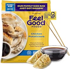 Feel Good Foods Chicken Potstickers - Family Size Gluten Free Dumplings with Umami Tamari Dipping Sauce, 22oz (Frozen)