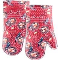 Oven Mitts Set of 2 Transparent Clear Silicone Shell Printing Cotton Lining Heat Resistant to 500 F Kitchen Oven Gloves…