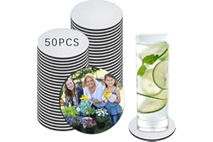 ORJ 50 PCS Sublimation Coasters Blanks Bulk, 4x4 Inch Round Blank Cup Mat Rubber for Sublimation Transfer Heat Press Printing DIY Crafts