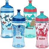Nuby Printed Kids Pop Up Sipper Water Bottle, Colors May Vary, 1 Pack of 1 Bottle, 12 Oz., Multi