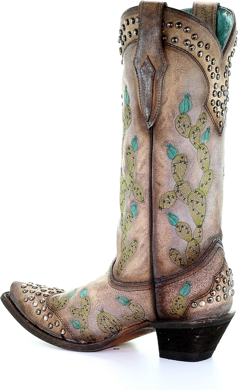 Amazon Com Corral C3463 Saddle Nopal Cactus Embroidered Studs Boots Boots