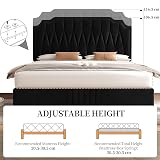 Yaheetech 4ft6 Double Bed Frame Upholstered Velvet Headboard Black view 6