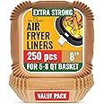 Air Fryer Liners, 250Pcs Disposable Parchment Paper Liners – Unbleached Baking Air Fryer Sheets – 8” Square for 5-8 qt Basket