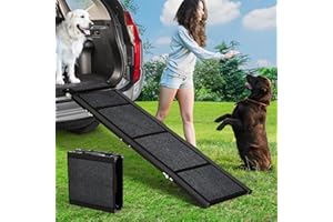 Garvee Foldable Dog Ramp for Cars & Trucks, Quad-Fold Non-Slip Pet Ramp for Large Dogs & Seniors, Safe Easy Access