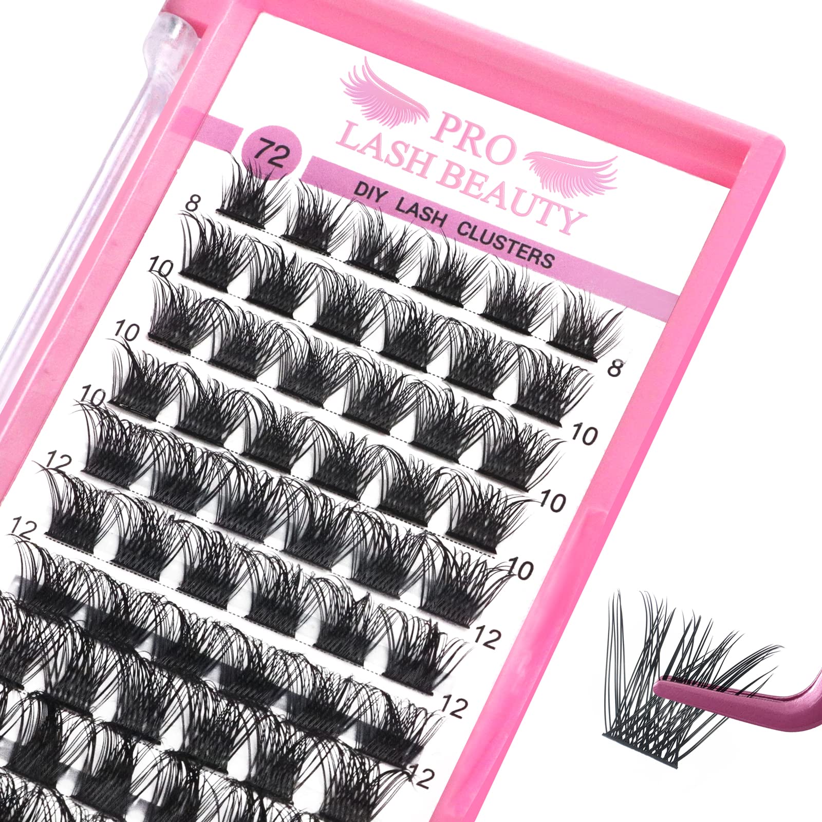 Lash Clusters, 72 Pcs Individual Cluster Lashes DIY Lash Extension 8-16mm Eyelash Clusters Volume Wispy Lashes Super Thin Band Reusable Soft & Comfortable — image 1