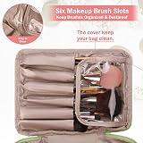 HCFGS Travel Makeup Bag with Brushes Holder and Detachable Pouch Blue view 3