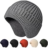 NAHOSY Beanie Hat with Earflap for Men Women, Soft Warm Knit Skull Caps Unisex Fashion Outdoor Winter Hats