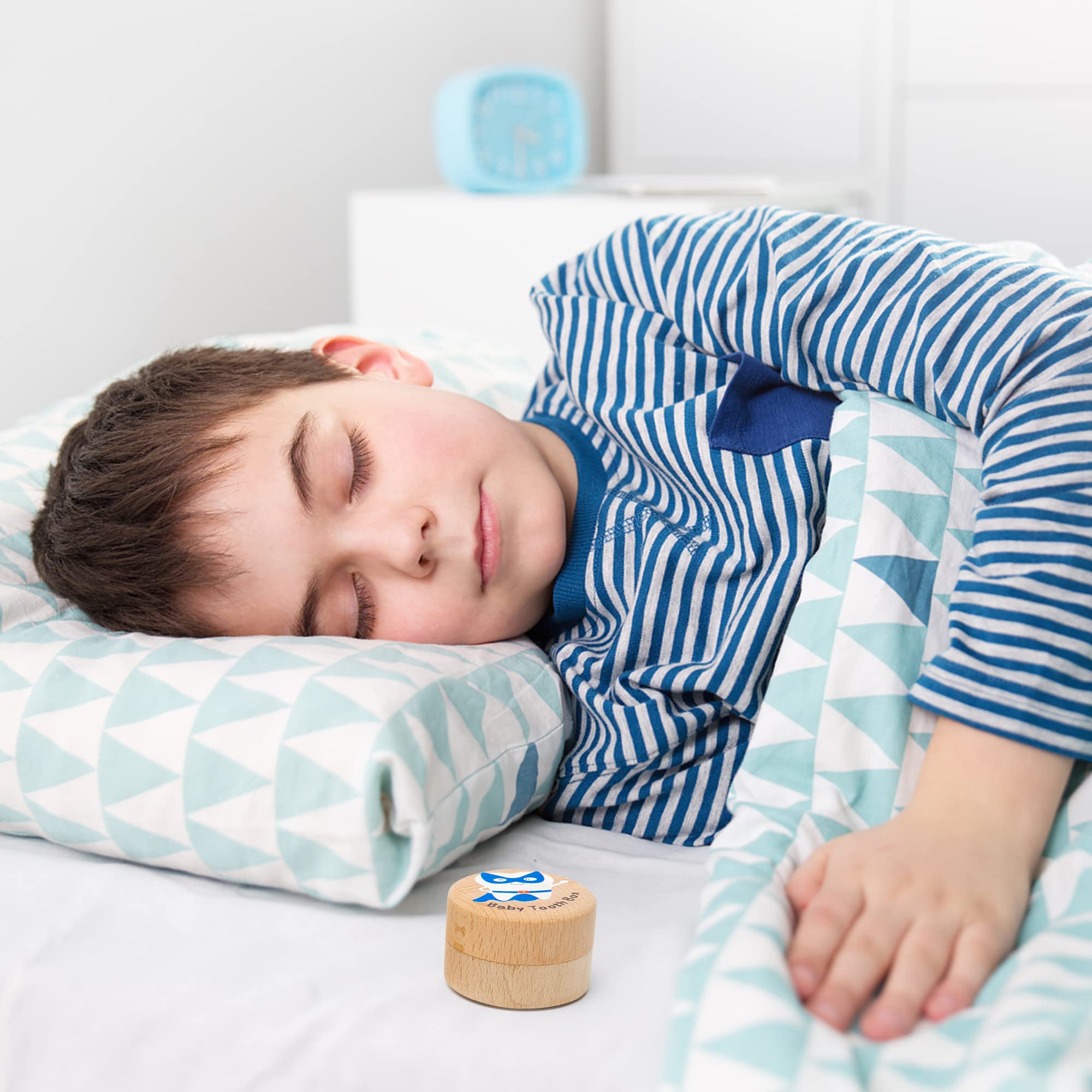 2Pcs Colorful Tooth Fairy Box for Boy Wooden Tooth Fairy Keepsake Box to Place Under Pillow Cute Lost Tooth Holder Milk Teeth Container Box Baby Toddler Teeth Case for Baby Shower Birthday Gift