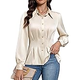 Blooming Jelly Women Silk Button Down Shirts Dressy Casual Long Sleeve Tops Fall Business Blouse Outfits 2025