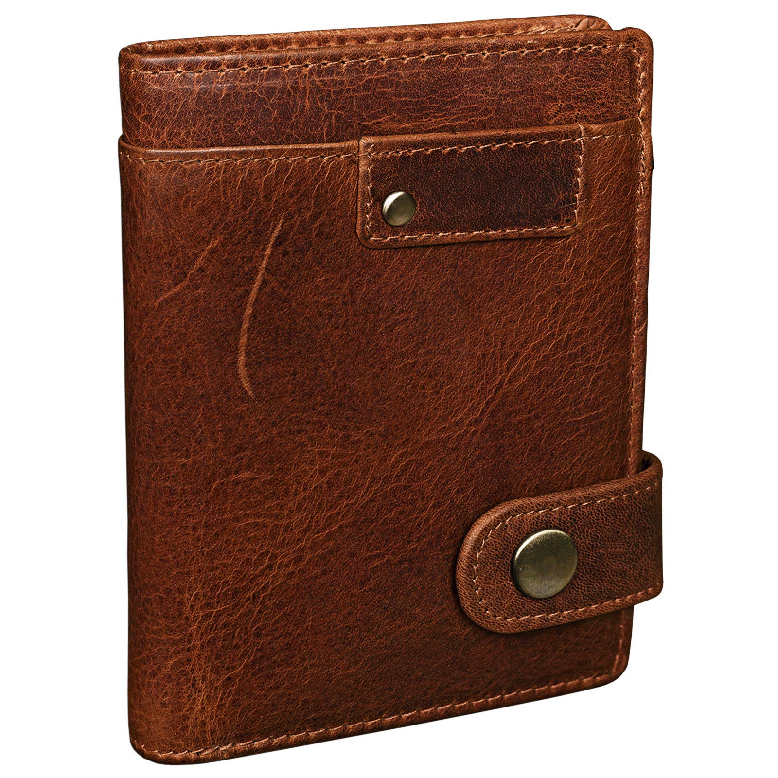 STILORD "Milo" Vintage Leather Wallet Brown for Men / 9 x Credit Card Holder/Vertical/Sophisticated Look Cow Hide Leather Colour:Kara - Cognac