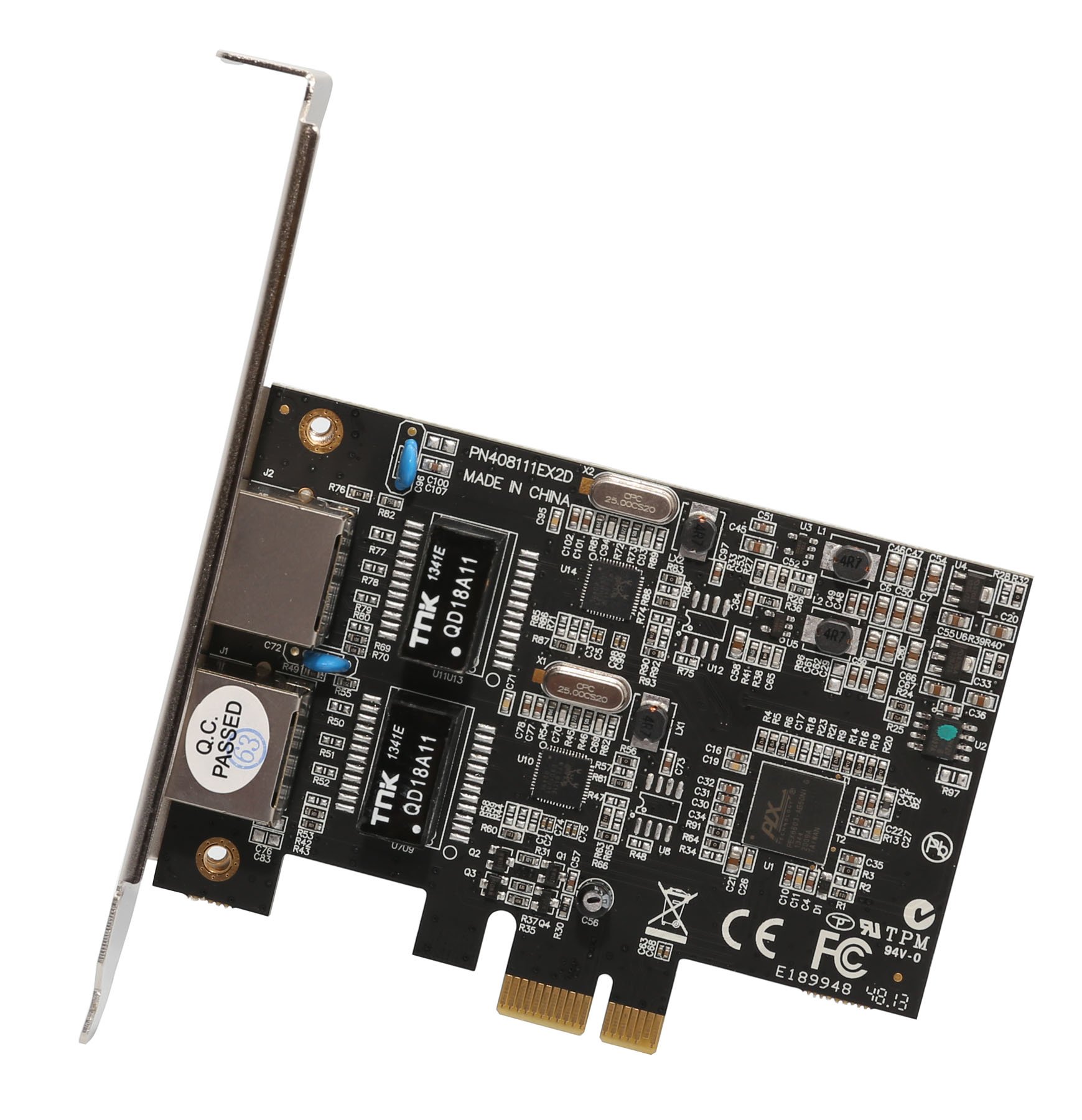Syba 2 Port Gigabit Ethernet PCI-e x1 Network Interface Card 10/100/1000Mbps LAN Adapter Controller RTL8111E