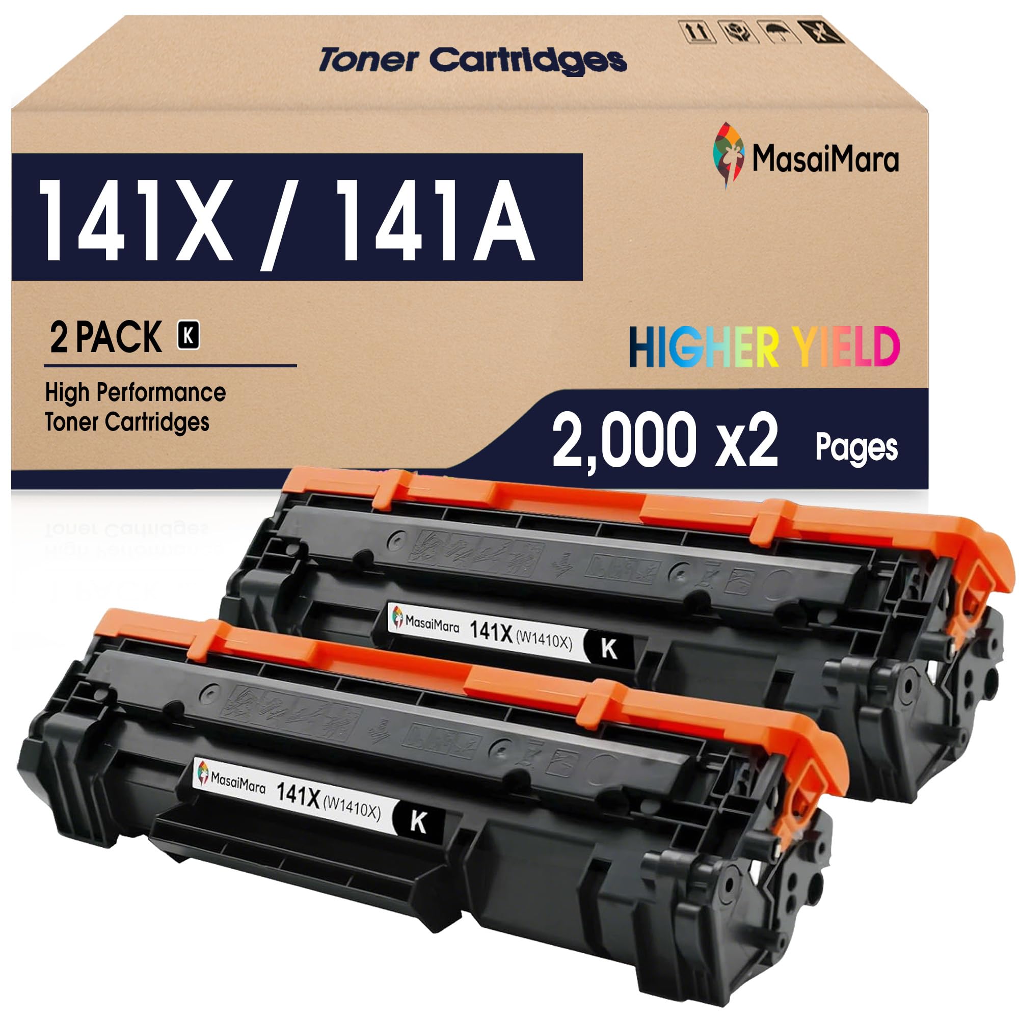 Photo 1 of MasaiMara 141X W1410X 141A W1410A High Capacity Compatible Toner Cartridges Replacement for HP M110 M110w MFP M139 M139w M140 M140w Printer (Black, 2-Pack)