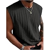 SweatyRocks Men's Crew Neck Textured Tank Tops Casual Sleeveless Muscle Shirts