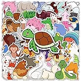 50Pcs Animal Stickers, Water Bottle Stickers for Teens, Kawaii Vinyl Phone Laptop Skateboard Animal Waterproof Sticker, Bulk Aesthetic Sticker Packs