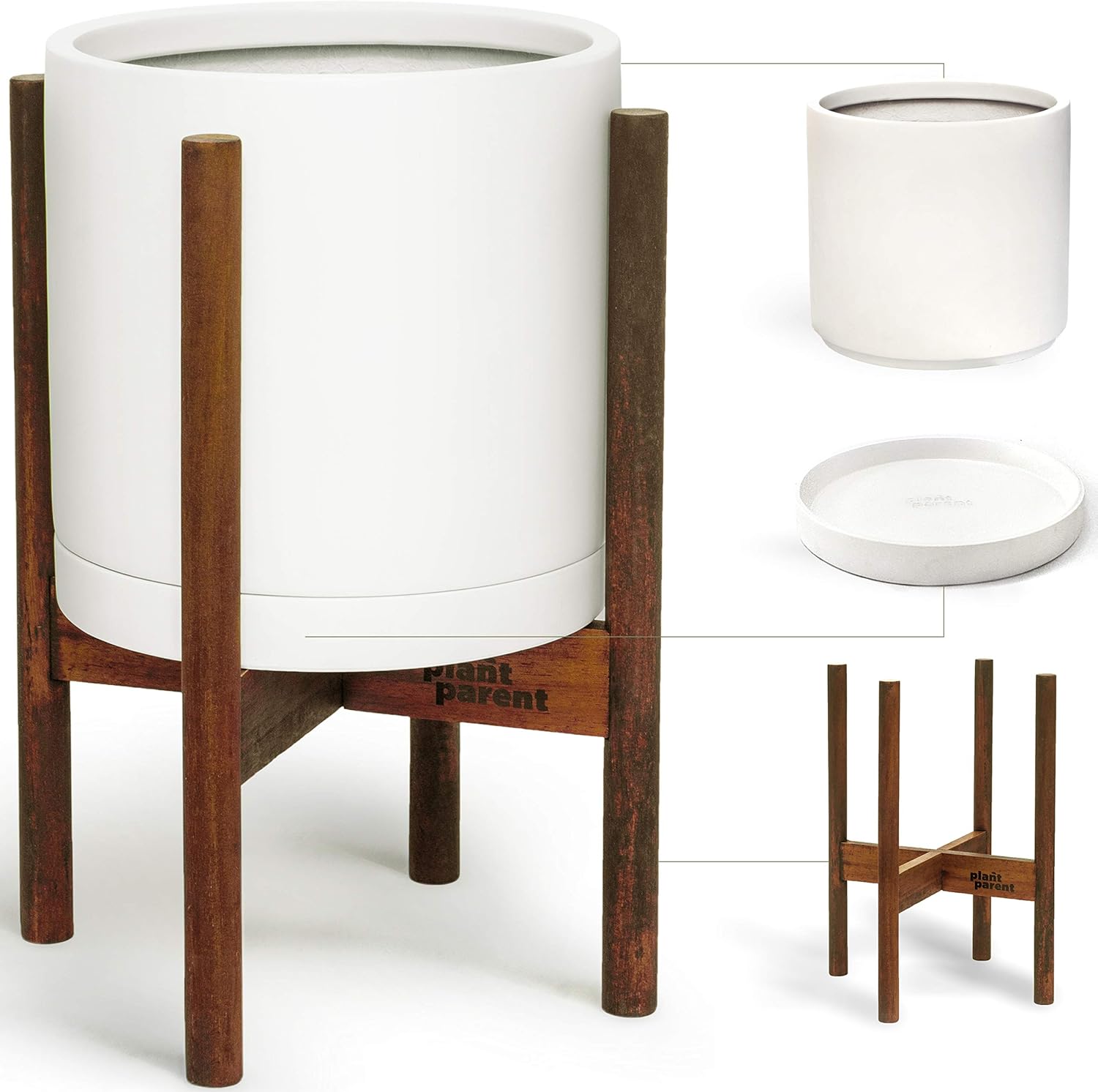 Mid Century Plant Stand with Pot with 