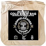 (2-Pack) Organic Cotton Cold Brew Coffee Bag - Designed in California - Reusable Coffee Filter with EasyOpen Drawstring Cold