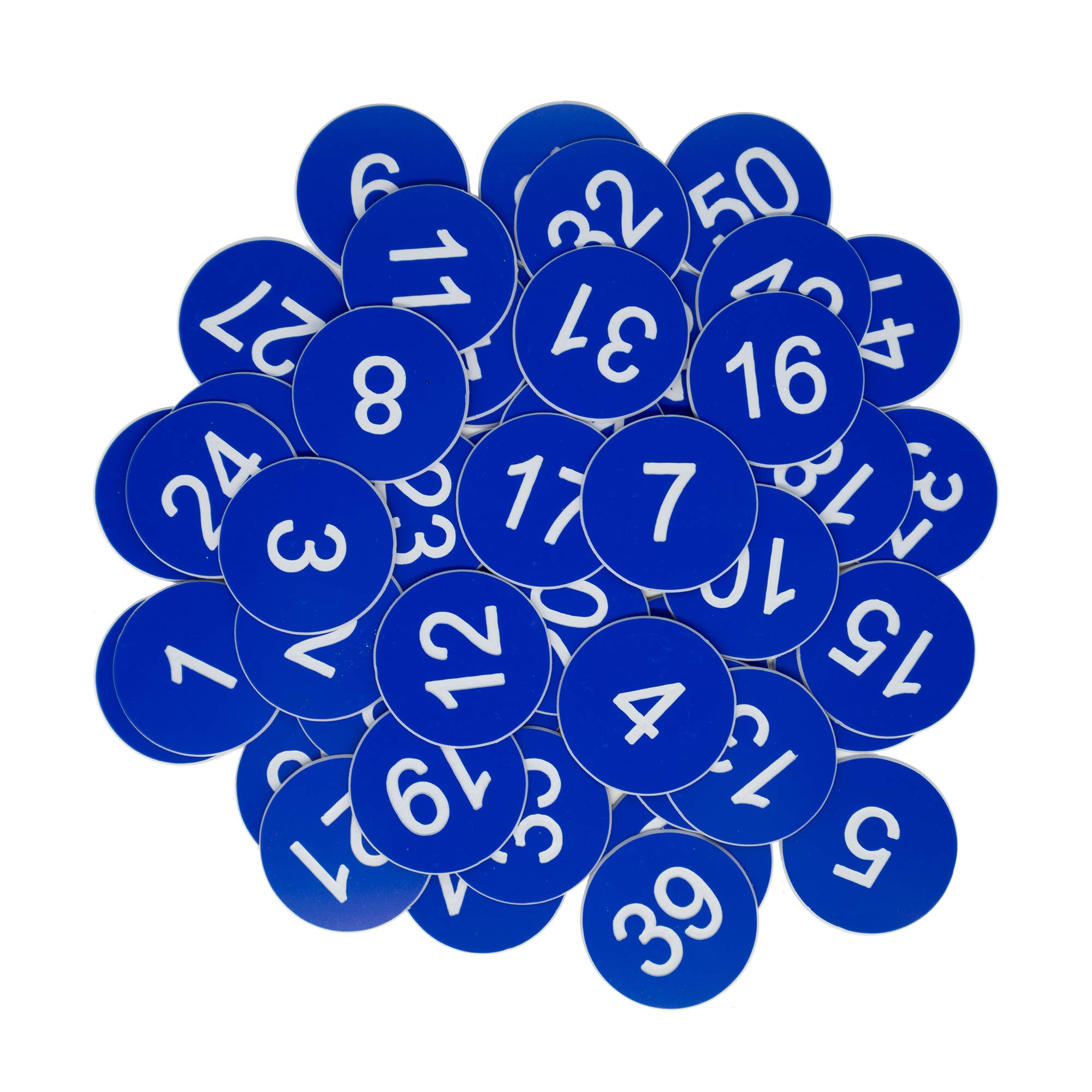 Plastic Number Tags Engraved No Hole (1-100, Blue)