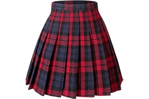 Hoerev Women Girls Thick Wool Fabric for Cold Weather Versatile Plaid Pleated Skirt with Shorts