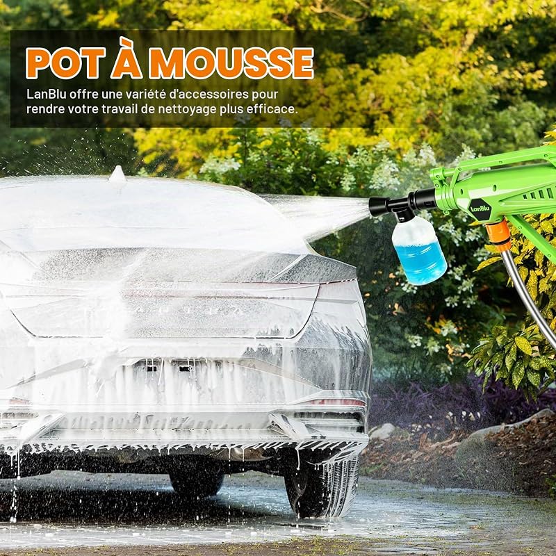 Nettoyeur Haute Pression sans Fil, 800PSI Pistolet Haute Pression