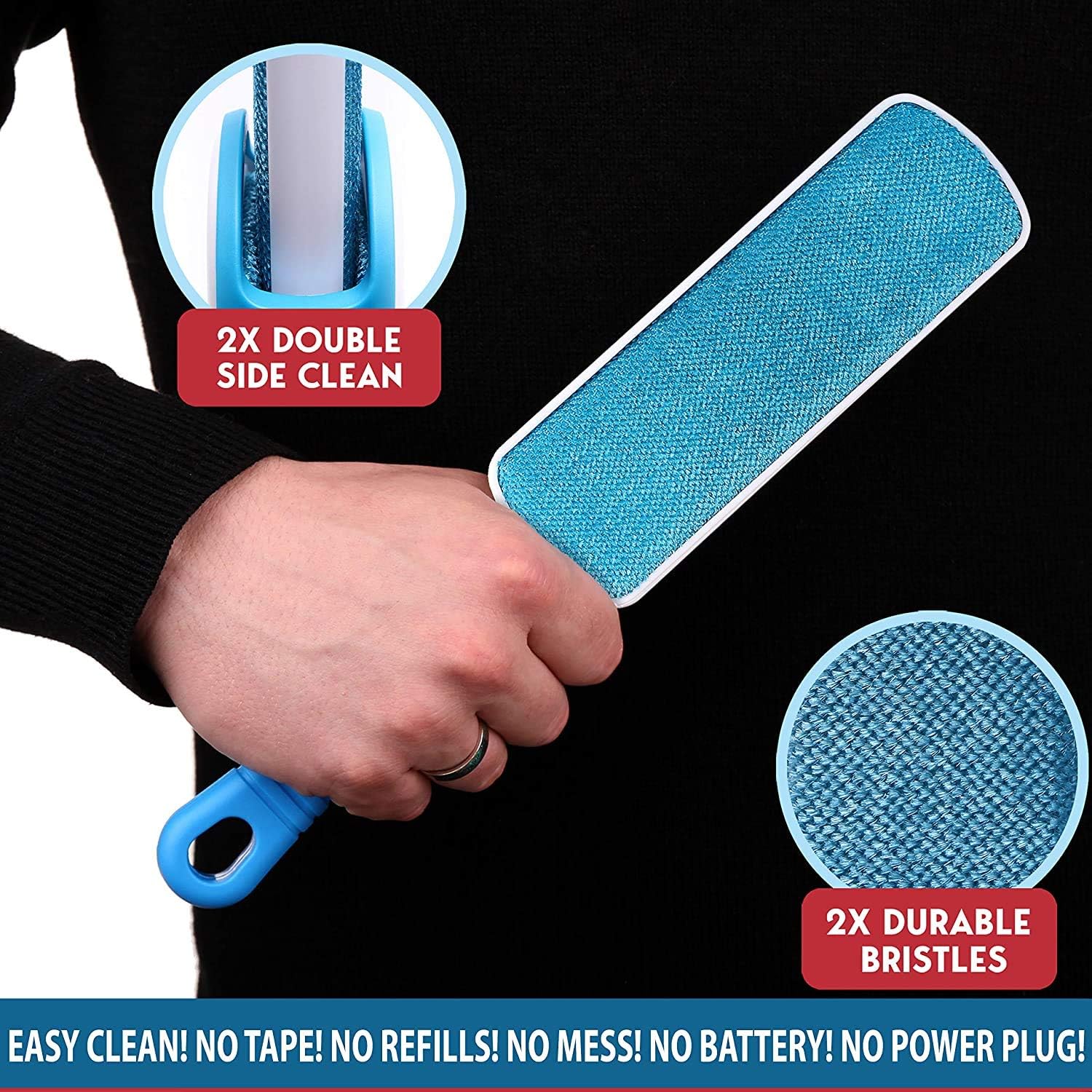 WELLTED 2020 Updated Pet Hair Remover Brush - Lint Brush - Fur Remover - Fur & Lint Removal - Dog & Cat Hair Remover - Double-Sided Brush with Self-Cleaning Base - for Furniture Clothing Car Seat: Pet Supplies