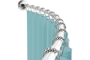 Zenna Home Curved Shower Curtain Rod, No Drill, 50-72 Inch Adjustable Tension Shower Rod for Bathroom, Rustproof, 1-Inch Diameter, Non Slip, Easy Install, Adds Space in Shower, Satin Nickel