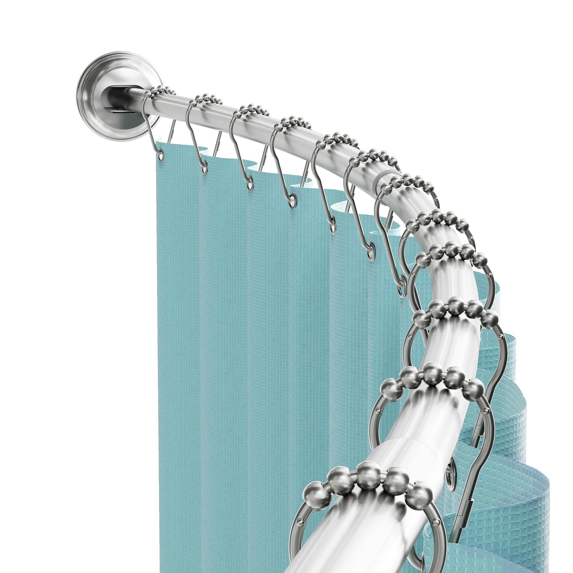Photo 1 of Zenna Home Rustproof Curved Shower Curtain Rod, No Drill Adjustable Curved Tension Shower Curtain Rod for Bathroom, Easy Install, Rounded for Extra Room and Comfort, 50 to 72 Inches, Satin Nickel
