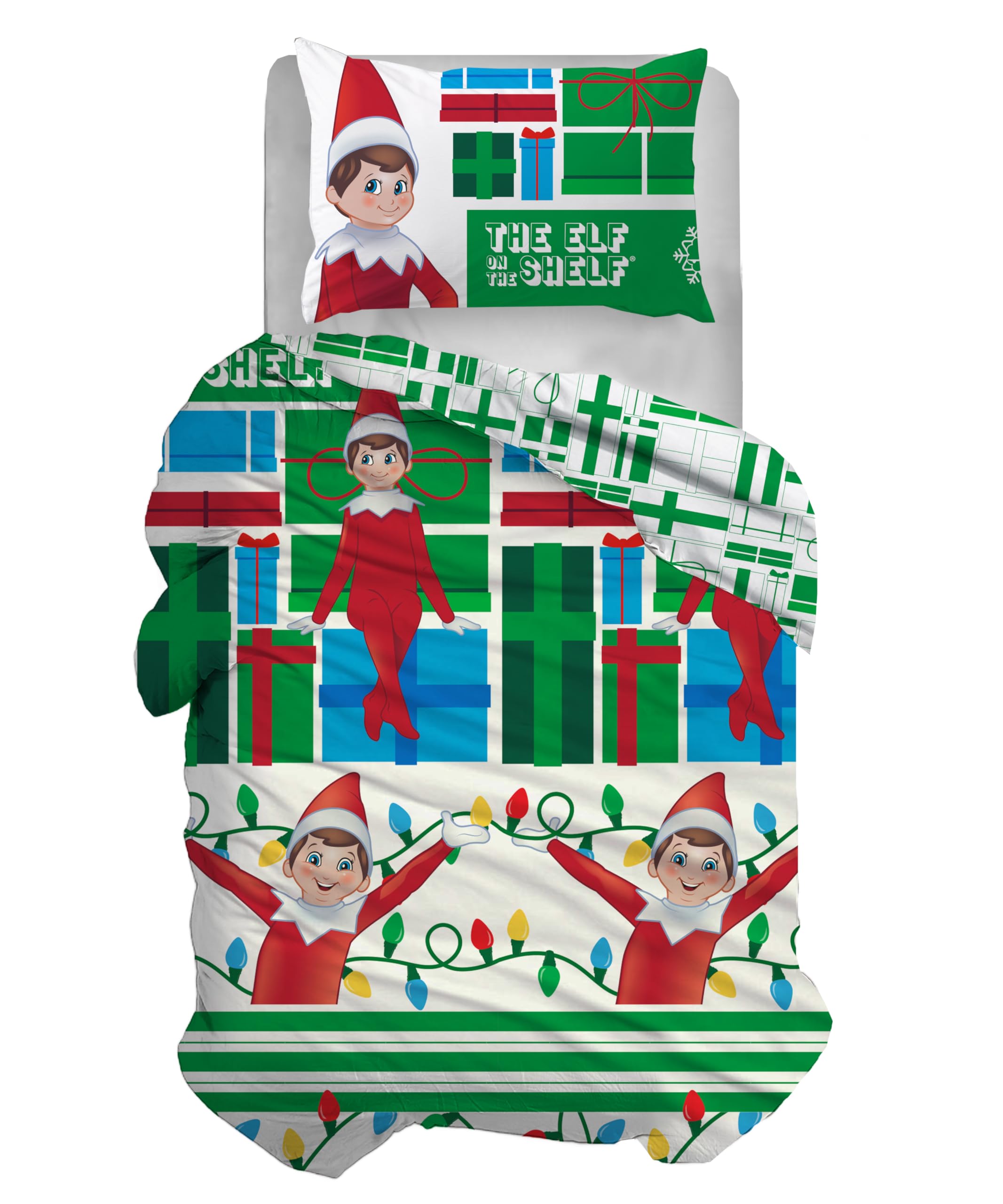 The Elf On The Shelf Single Cotton Duvet Cover Set, Duvet Cover Set, Sack + Pillowcase, 100% Cotton, Christmas, Official Product, (Does Not Contain Fitted Sheet)