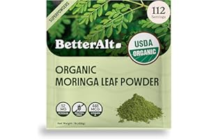 Better Alt Organic Moringa Powder, USDA Certified - Moringa Leaf Powder Perfect for Smoothie,Tea, Drinks & Recipes, Green Superfood, Moringa Oleifera Powder- 112 Servings 1 lb