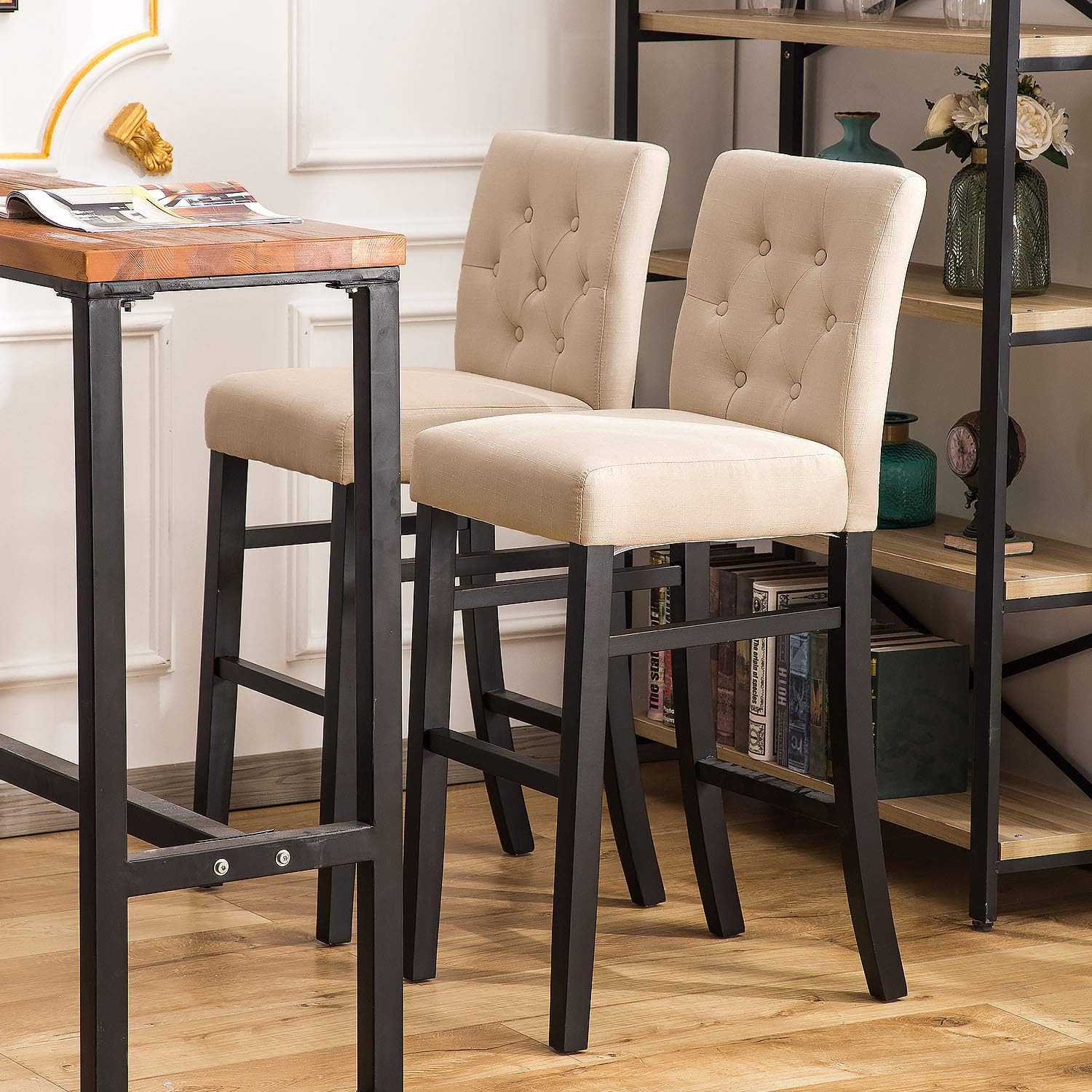 Best beige button tufted dining chairs