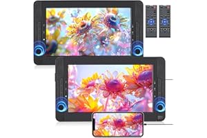 NAVISKAUTO 10.5” Dual Car DVD Players with HDMI Input, Play a Same or Two Different Movies, Portable DVD Player for Car with 5 Hours Playback Time, Two Mounting Bracket, Region Free, Last Memory