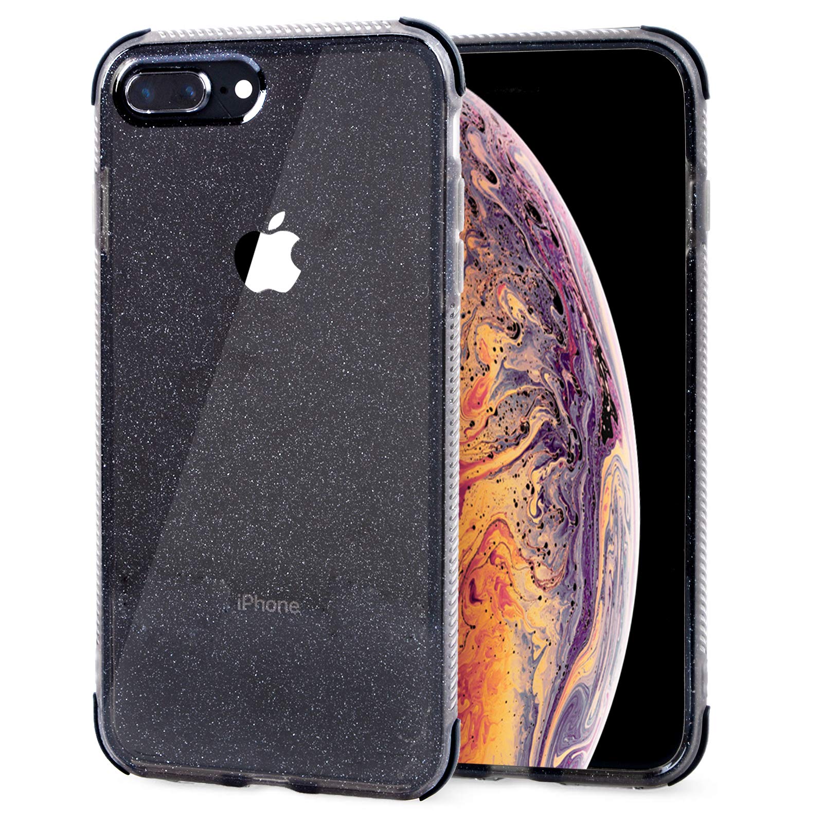 Voilamart iPhone 7 Plus Case, iPhone 8 Plus Case Bling Shiny Cute Pattern Design Sparkle Glitter Anti-Slick/Protective Case for iPhone 7/8 Plus 5.5 Inch, Black