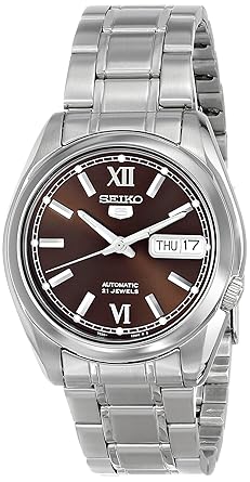 Buy Seiko Men S Snkl53 Seiko 5 Brown Dial Stainless Steel Automatic Watch Silver Online At Low Prices In India Amazon In
