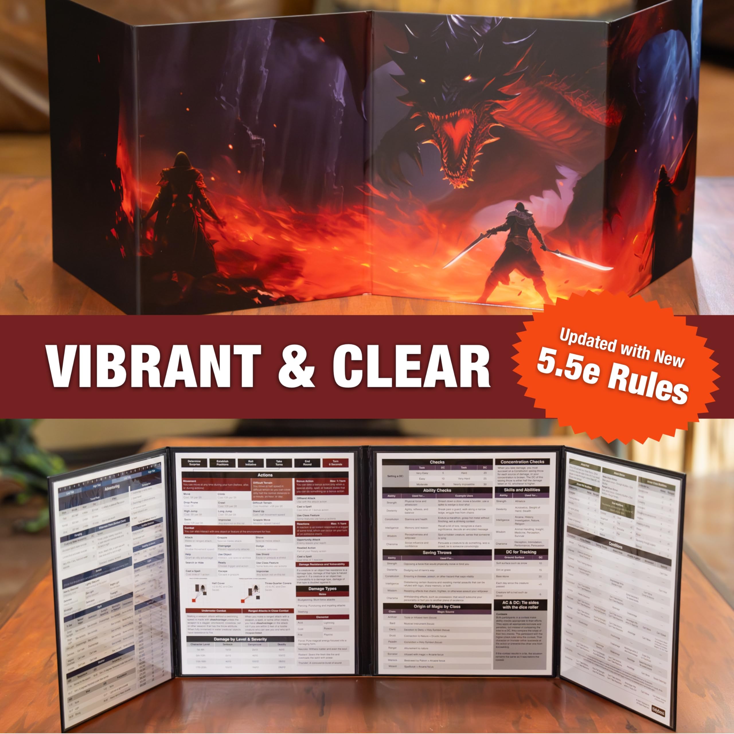 TIDYBOSS 4-Panel DM Screen | Customizable DND Dungeon Master Guide with Inserts for Dungeon Masters | D&D Starter Set | DND Starter kit d&d Accessories | DND Gifts | DND dm Supplies