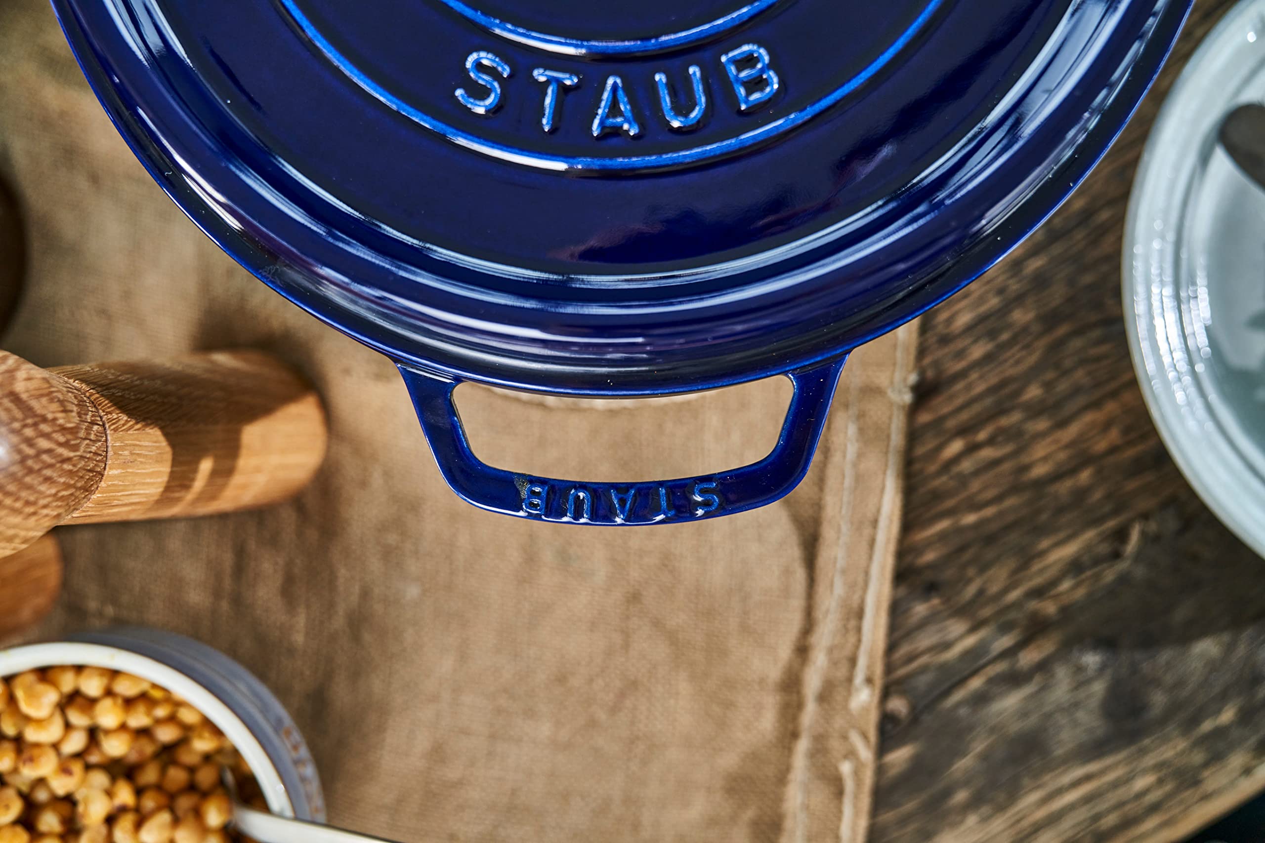 Staub Cast Iron 7-qt Round Cocotte - Dark Blue, Made in France
