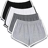 URATOT 4 Pack Yoga Short Pants Cotton Sports Shorts Gym Dance Lounge Shorts Dolphin Running Athletic Shorts for Women