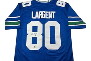 BM AUTHENTICS Steve Largent Signed Autographed Blue Jersey - Size XL - JSA COA - Seattle Great