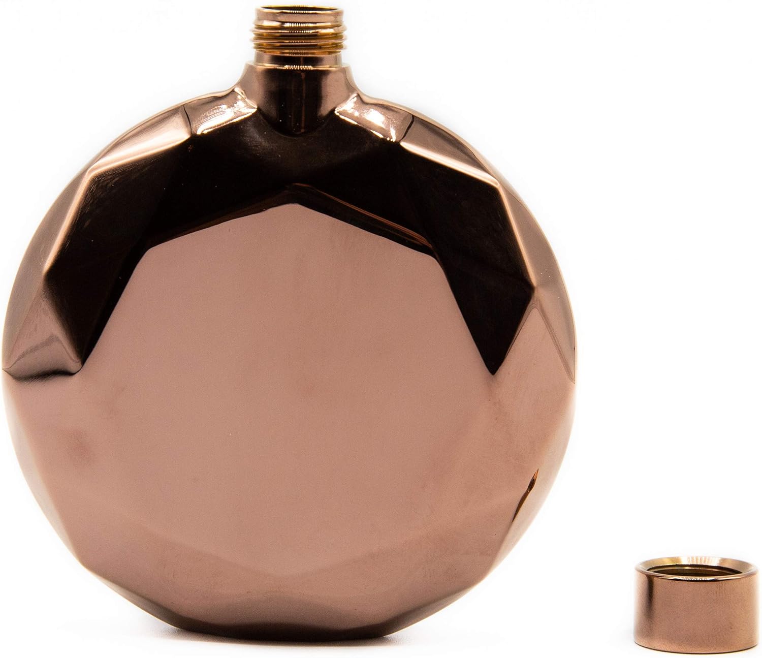 Rose Gold Diamond Print 5 oz Discrete Round Pocket Alcohol Liquor Flask (Made from
