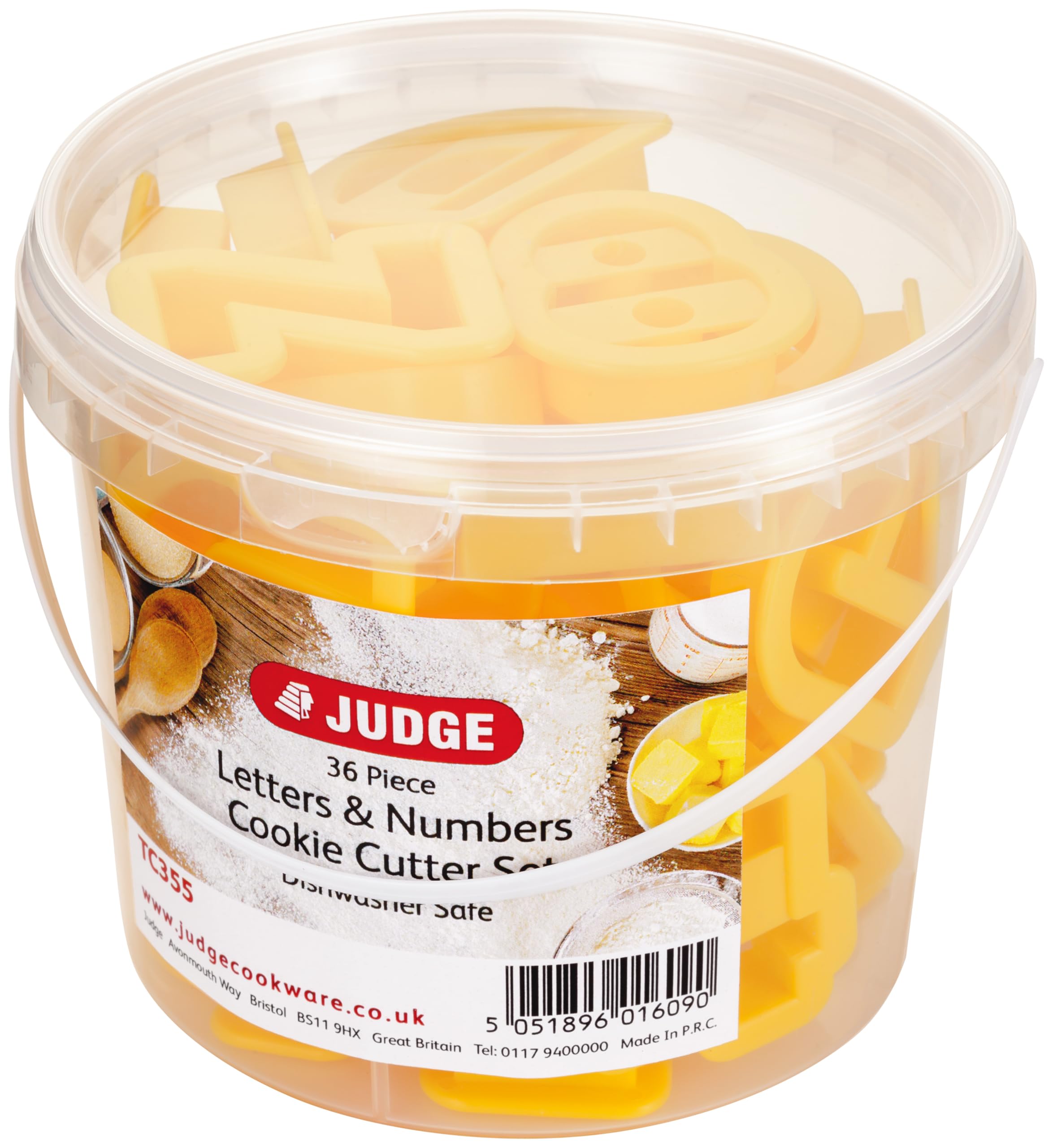 Judge 36 Piece Coloured Cookie Cutter, Letters and Numbers, Yellow, 20 x 30 x 25 cm
