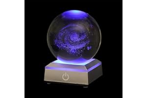 Makehousehold 3D Galaxy Crystal Ball,Astronomy Space Gifts Clear Glass Balls with led Lamps Base,Birthday Gift Galaxy Night Lights for Friends,Boyfriend,Girlfriend