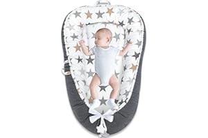 Aibeirbaby Baby Nest Lounger Pillow for Newborn, Cover Ultra Soft 100% Waffle Cotton for 0-24 Months,Double-Sided Adjustable Breathable & Portable Infant Snuggle, Organic Co-Sleeper (Luxury Star)