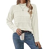 BreathSunny Womens Oversized Cute Cable Knit Sweater Spring 2026 Long Sleeve Mock Neck Pullover Sweaters