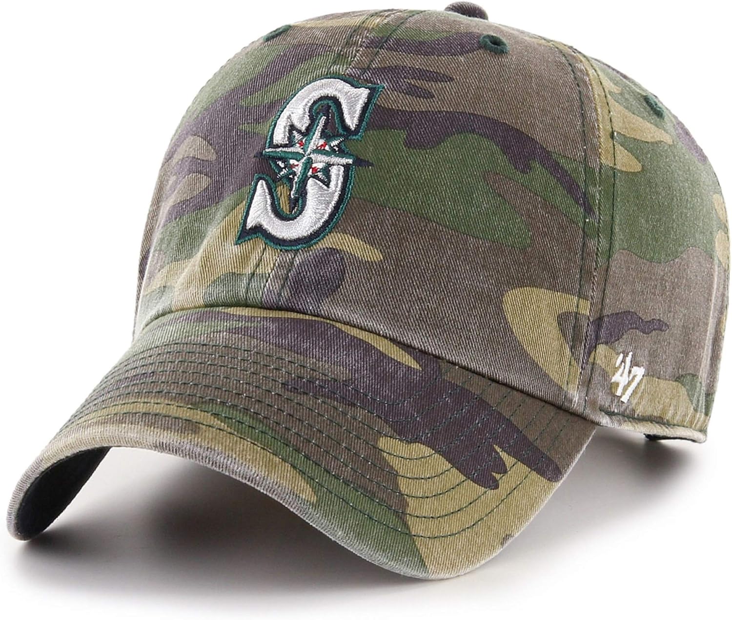 '47 Brand MLB Seattle Mariners Camo Clean Up Cap, Adjustable Hat